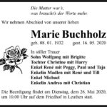 Traueranzeige Marie Buchholz