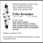 Traueranzeige Fritz Kraemer