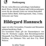 Danksagung Hildegard Hannusch