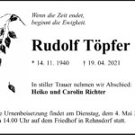 Traueranzeige Rudolf Töpfer