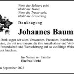 Danksagung Johannes Baumann