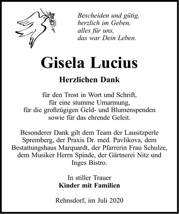 Danksagung Gisela Lucius