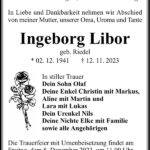 Traueranzeige Ingeborg Libor, geb. Riedel
