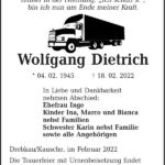 Traueranzeige Wolfgang Dietrich