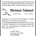 Danksagung Dietmar Sahmel