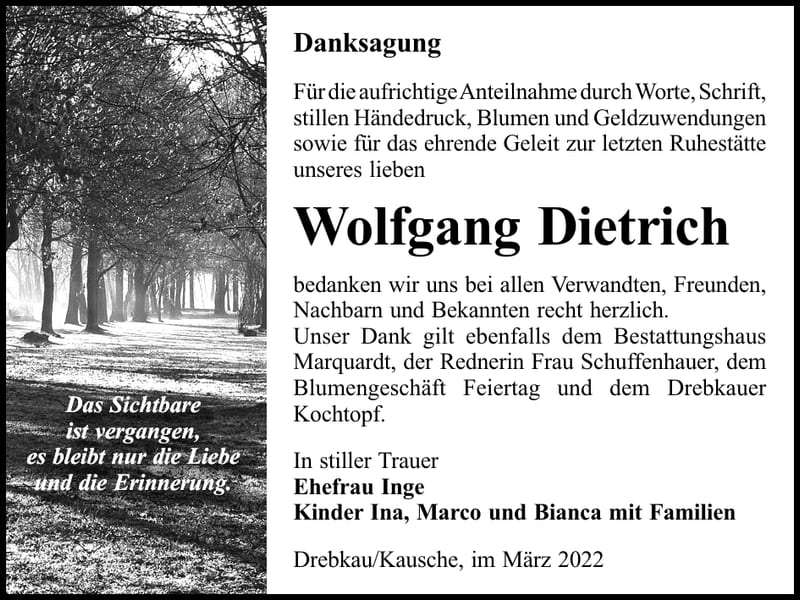 Danksagung Wolfgang Dietrich