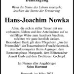 Danksagung Hans-Joachim Nowka
