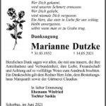 Danksagung Marianne Dutzke