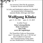 Traueranzeige Wolfgang Klinke