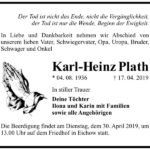 Traueranzeige Karl-Heinz Plath