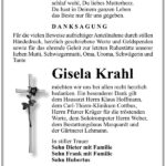 Traueranzeige Gisela Krahl