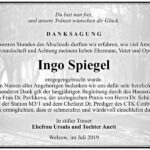 Traueranzeige Ingo Spiegel