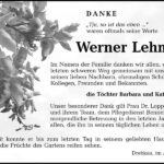 Danksagung Werner Lehmann