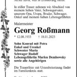 Traueranzeige Georg Roßmann