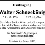 Danksagung Walter Schneekönig