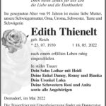 Traueranzeige Edith Thienelt, geb. Reich