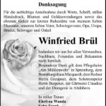 Danksagung Winfried Brül