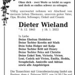 Traueranzeige Dieter Wieland