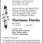 Traueranzeige Marianne Dutzke, geb. Förster