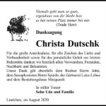 Danksagung Christa Dutschk