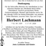 Danksagung Herbert Lachmann