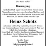 Danksagung Heinz Schötz