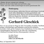 Danksagung Gerhard Gleschick