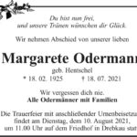 Traueranzeige Margarete Odermann, geb. Hentschel