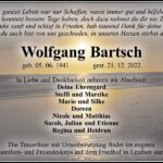 Traueranzeige Wolfgang Bartsch