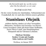 Danksagung Stanislaus Olejnik