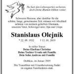 Traueranzeige Stanislaus Olejnik