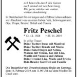 Traueranzeige Fritz Peschel