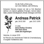 Traueranzeige Andreas Petrick