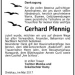 Danksagung Gerhard Pfennig