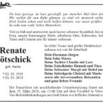 Traueranzeige Renate Pötschick, geb. Sachs