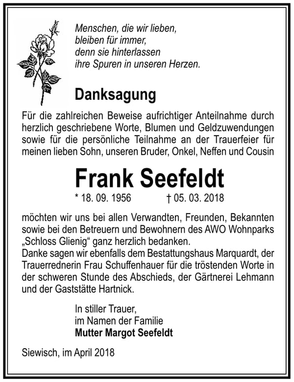 Danksagung Frank Seefeldt