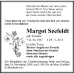 Traueranzeige Margot Seefeldt, geb. Schultze