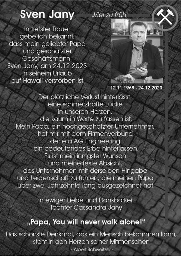 Traueranzeige Sven Jany