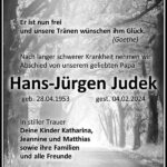 Traueranzeige Hans-Jürgen Judek