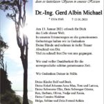 Traueranzeige Dr.-Ing. Gerd Albin Michael