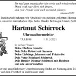 Traueranzeige Hartmut Schirrock