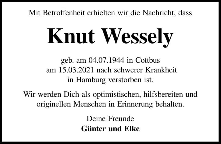 Nachruf Knut Wessely