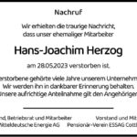 Nachruf Hans-Joachim Herzog