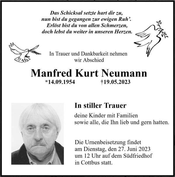 Traueranzeige Manfred Kurt Neumann