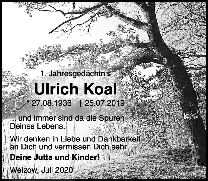 Traueranzeige Ulrich Koal