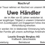 Traueranzeige Uwe Händler