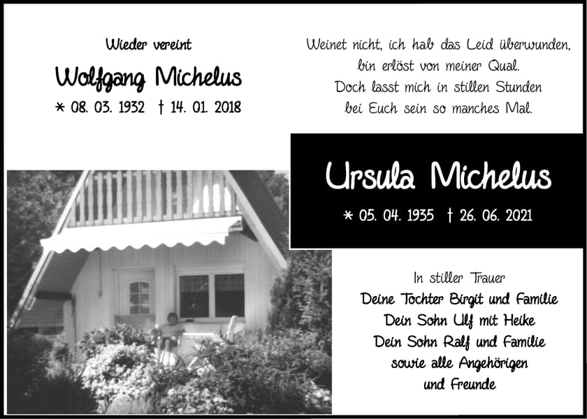Traueranzeige Ursula Michelus