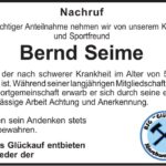 Traueranzeige Bernd Seime