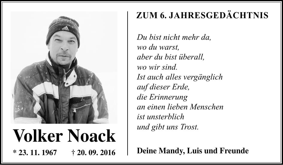 Jahresgedenken Volker Noack