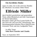 Danksagung Elfriede Müller